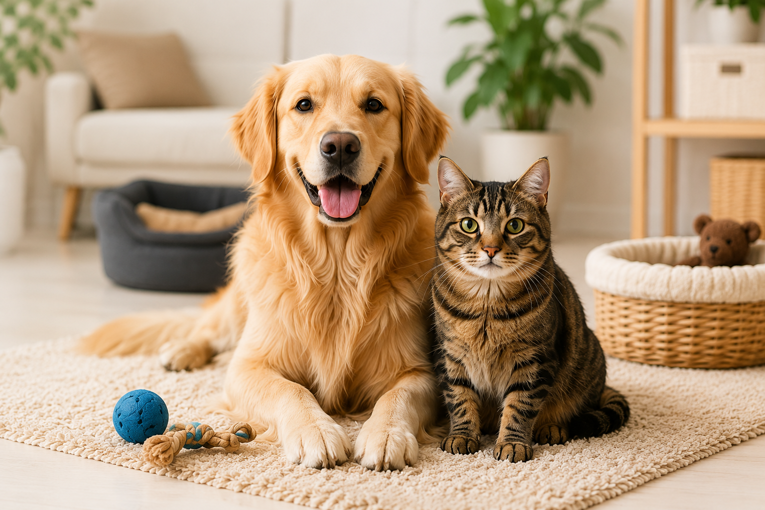 Happy dog and cat