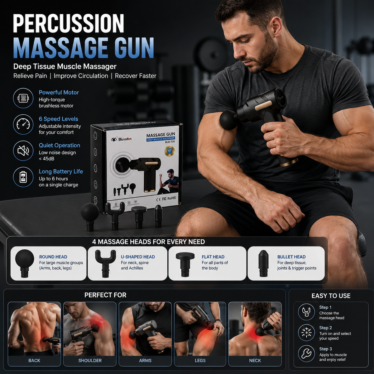 4 in 1 Massage Gun ( Premium Quality )